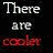 A split-screen image with text and symbols: left side shows 'There are cooler' in white and red, right side displays 'ways to die!' in white; below is a pixelated green figure on the left and a white prohibition symbol with black 'G' and red dot on the right.