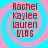 Red text reading "Rachel Kaylee Lauren VLOG" on a pink and cyan spiral background with visible pixelation.