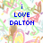 Pixelated blue text on a colorful anime-style background with yellow and brown figures, reading 'i LOVE DALTON', 'SO U CAN'T', 'HAVE HIM :-(.'