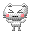 A 4-frame pixel art animation of a gray and white cartoon cat-like character with pink cheeks, shown in different poses across the frames.