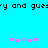Pixelated text and pink/purple star icons on a cyan background with partial black lettering visible.