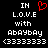Black background with white pixelated text reading 'IM L.O.V.E with Abaybay (3333333)' and a red heart symbol above the word 'L.O.V.E' in one view, identical text without the heart in another.