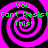 Four identical spiral patterns with alternating black and magenta rings, each containing green text reading "You Cant Resist This!" on a solid black background.