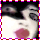 six identical cartoon-style faces with pale skin, dark hair, and open mouths showing pink tongues against a black background