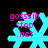 Four identical pixelated cyan snowflake icons with pink text 'gossip stop .net' overlaid on black background, arranged in a