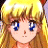 Pixelated anime-style character with long blonde hair and blue eyes, next to black background with white text reading 'Anime IM' and 'com'.