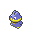 Pixelated character with blue body, yellow accents, and white eyes shifts from neutral to smiling expression.