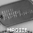 A grayscale dog tag with text and dates, displayed in a