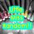 Pixelated text and background elements in four quadrants: cyan text on dark background, green text on yellow background with cupcake, red text on white background with pink flowers, and empty gray quadrant.