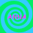 Four identical spiral patterns with alternating green and blue rings, each containing the text 'ANNA' in pink pixelated letters.