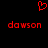 Red pixelated heart symbol above two identical red text strings on black background.