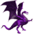 Pixelated purple dragon with large wings, curved tail, and four limbs in mid-flight pose against white background.