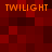 A pixelated image with four instances of the word "TWILIGHT" in orange text on a red and dark red checkered background.