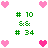 Pixelated pink hearts and green text arranged in a pattern on white background, with heart positions shifting across frames