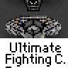 Animated contact sheet of Ultimate Fighting Championship-themed buddy icons featuring pixelated stick figures in various fighting poses and interactions against a gray background with repeated text labels.