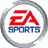 Circular silver-rimmed icon with red 'EA' logo and blue 'SPORTS' text on white background, arranged in a