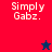 A split-screen icon with red, purple, and blue sections displaying "Simply Gabz." text and a star symbol changing color.