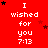 Red background with white text reading "I wished for you 7:13" repeated in a pattern, scattered black and red star shapes