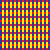 A static grid of repeating vertical and horizontal stripes in red, yellow, and blue forming a plaid pattern with no text or distinct subjects.