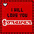 A 2x2 contact sheet of four animated frames showing a red background with black text and pixelated heart symbols, each frame displaying variations in the word "forever" style.