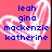 A static image with four quadrants on a pink background, each containing blue text names over white heart outlines.