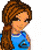 Pixelated cartoon girl in blue sports top and black shorts holding a basketball, shown across three animation frames with slight pose changes.