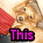 A pixelated dog with light brown fur sits against a red and gray background, accompanied by pink text reading "This is my puppy Riley".