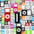 Pixelated collage of colorful music-themed icons with bold text reading "I LOVE MUSIC!" and a heart symbol.