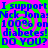 Blue text on a green and pink spiral background repeats 'I support Nick Jonas 100% on diabetes! DO YOU?' in multiple