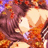Pixelated anime-style image of two characters embracing, with text on red and gray backgrounds.