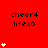 Red background with black text 'cheer4 lifexo' and white heart symbols in varying quantities across three
