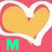 heart-shaped icons with varying colors and text overlays on red, green, and blue backgrounds