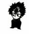 Black-and-white pixelated character with spiky hair, glasses, and a dark outfit in multiple poses showing facial expression changes.