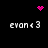 Pixelated icon with four instances of 'evan<3' text, pink heart and starburst symbols on black background.