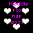 Pixelated icon with pink text 'Maddie rox her sox!!' over white hearts on black background, two identical copies side-by-side.