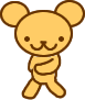 Two yellow cartoon mouse figures with brown outlines stand side-by-side against a gray background, each in distinct walking poses.