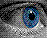 Pixelated static icon featuring a stylized eye with blue and purple hues surrounded by abstract gray and black patterns.
