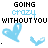 Animated sequence of light blue heart shapes and text 'GOING CRAZY WITHOUT YOU' on white background with small black dots.
