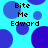 Pixelated icon with cyan background and blue circles, displaying "Bite Me Edward" text in black pixel font.