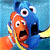 A pixelated animated contact sheet showing two frames of a cartoon fish character with wide eyes and open mouth against a blue background, next to green text reading "Original Icons .com" on dark green.
