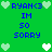 Green background with blue text reading "RYAN<3 IM SO SORRY" and pixelated heart symbols in light green and white.