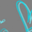 A static image with a gray background features pixelated cyan curved lines and white text reading "Sarah loves Jeremy" in three centered lines.