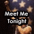 Animated icon with dark blue background featuring white stars, displaying text changes from "Meet Me Tonight" to "In Atlantic City" over a figure in a gold dress.