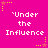 A static image with a bright pink background displaying repeated text 'Under the Influence' in white pixelated font, surrounded by yellow and orange star-shaped decorations.