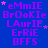 Blue background with purple text repeating 'eMmIE BrOoKIe LAurIE ErRiE BFFS' in a , small pink stars scattered throughout