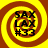 Four identical circular icons arranged in a , each with a yellow and brown spiral background and black text reading "SAX LAX #33"