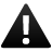 Black triangular warning symbol with white exclamation mark centered inside on gray background