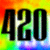A split-screen image with '420' in bold black numerals on a rainbow gradient background and 'got weed?' text above a cannabis leaf symbol on white.