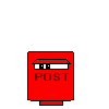 Animated contact sheet of a red post box icon with bunny character emerging from it across 19 frames, showing sequential opening and letter delivery actions.