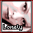 Pixelated anime-style face with pinkish skin, large eyes, and the word 'Lonely' in white text on a black bar at the bottom.